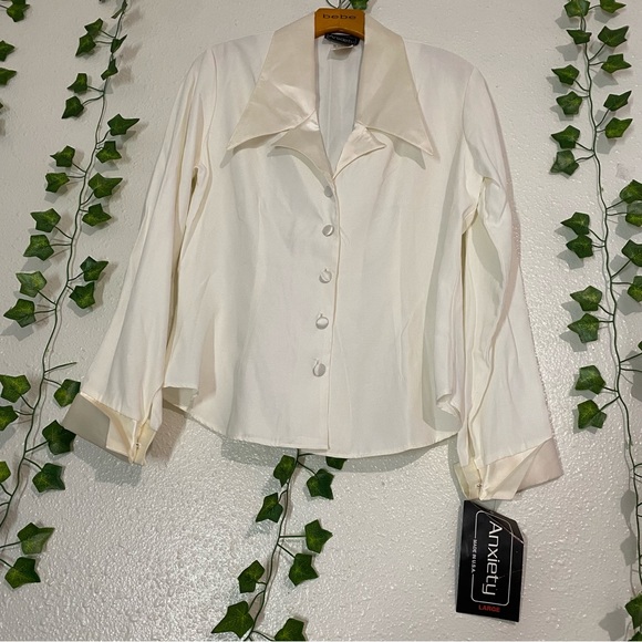 Tops - ANXIETY Vintage Sheplers made  USA 
Snap Button  Shirt blouse tops Size L satin